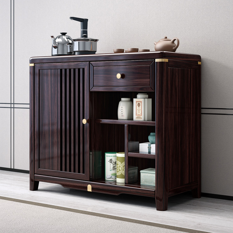 新中式家具 胡桃木实木茶水柜家用小茶台 新中式家具 胡桃木实木茶水柜家用小茶台