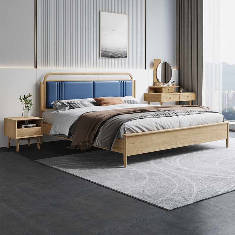 北欧家具 白蜡木 全实木床软包床 北欧家具 白蜡木 全实木床软包床