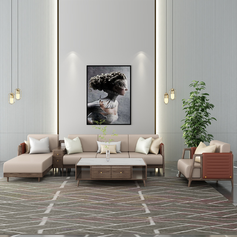 北欧家具 白蜡木实木沙发组合 轻奢风小户型科技布沙发 北欧家具 白蜡木实木沙发组合 轻奢风小户型科技布沙发