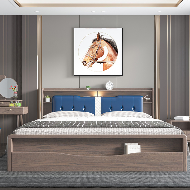 北欧家具 白蜡木全实木1.8米主卧双人软靠轻奢婚床 北欧家具 白蜡木全实木1.8米主卧双人软靠轻奢婚床