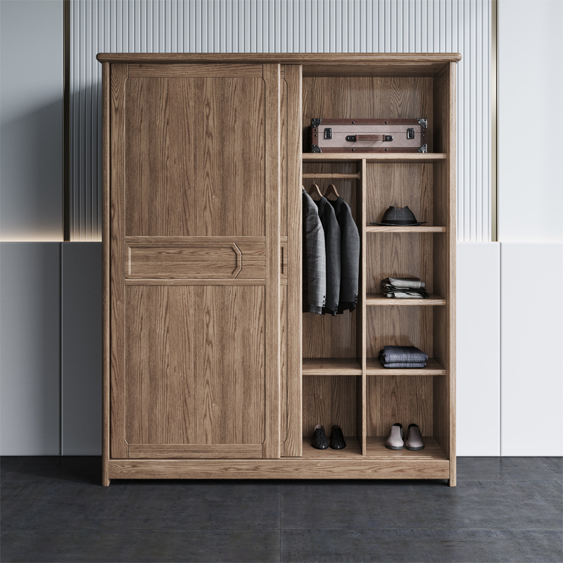 北欧家具 全实木推拉门衣柜 卧室小户型 轻奢白蜡木衣橱 北欧家具 全实木推拉门衣柜 卧室小户型 轻奢白蜡木衣橱