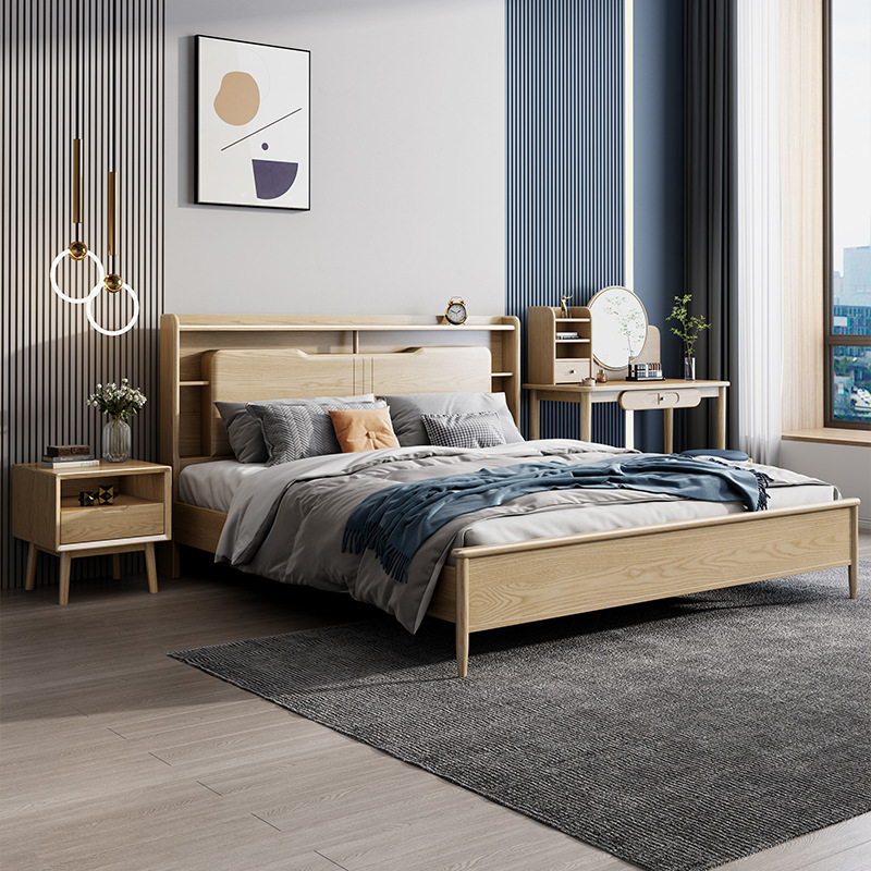 北欧家具 全实木床卧室1.8米白蜡木北欧床 北欧家具 全实木床卧室1.8米白蜡木北欧床