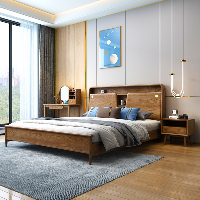 北欧家具 白蜡木实木床 主卧室双人床 北欧家具 白蜡木实木床 主卧室双人床