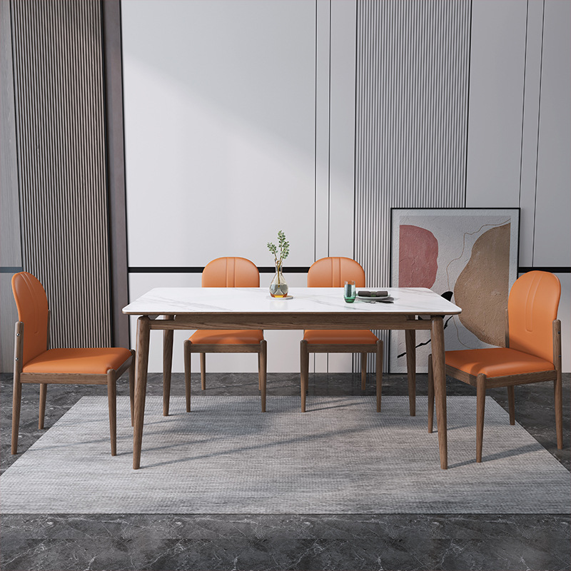 北欧家具 白蜡木实木岩板长方形餐桌椅 北欧家具 白蜡木实木岩板长方形餐桌椅