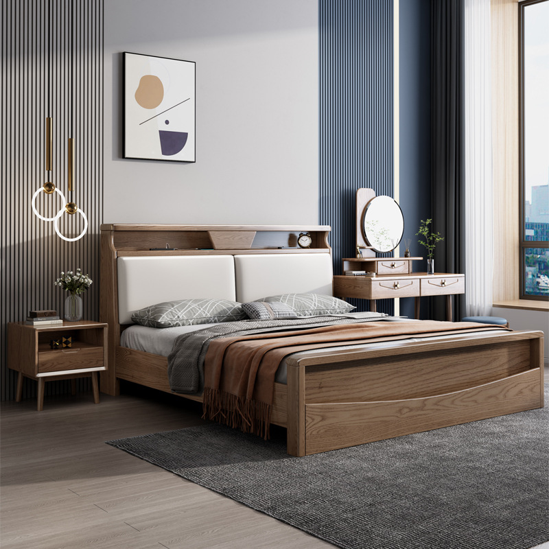 现代简约家具 白蜡木实木床 北欧软包双人床 现代简约家具 白蜡木实木床 北欧软包双人床