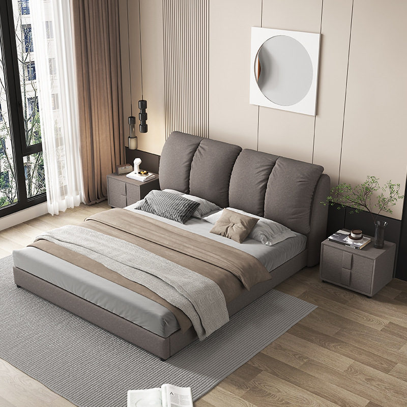 现代简约家具 免洗科技布双人主卧大床软包床 现代简约家具 免洗科技布双人主卧大床软包床