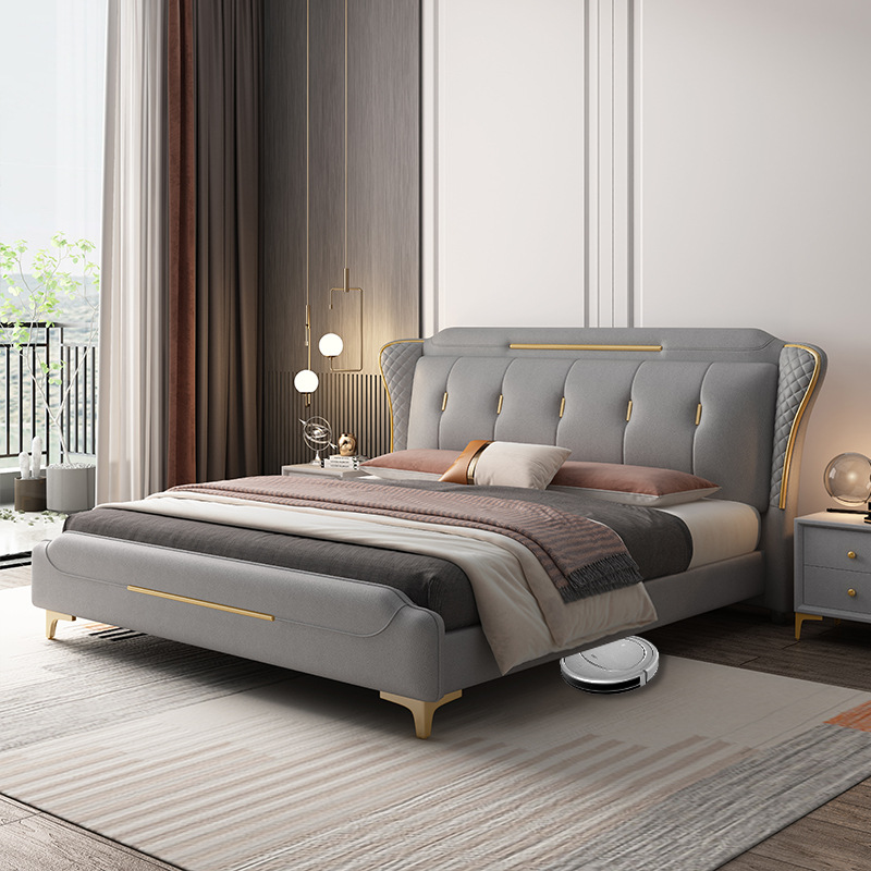 现代简约家具 意式免洗科技布床 现代简约家具 意式免洗科技布床