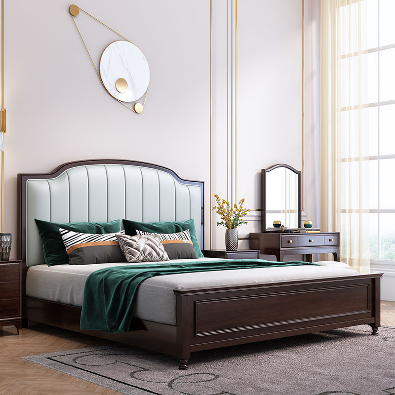 American furniture Cherry wood light luxury simple queen bed 1.8m double bed American furniture Cherry wood light luxury simple queen bed 1.8m double bed