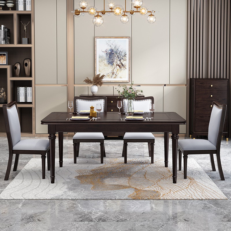 American furniture light luxury solid wood rectangular dining table and chair American furniture light luxury solid wood rectangular dining table and chair
