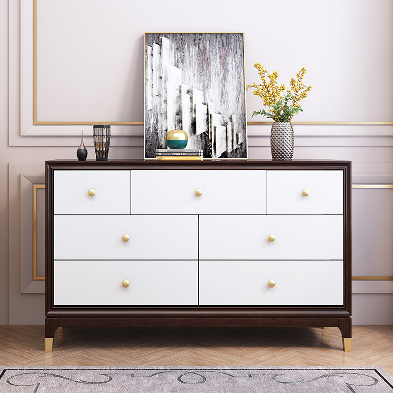 American furniture light luxury cherry wood bedroom furniture solid wood seven bucket cabinet American furniture light luxury cherry wood bedroom furniture solid wood seven bucket cabinet