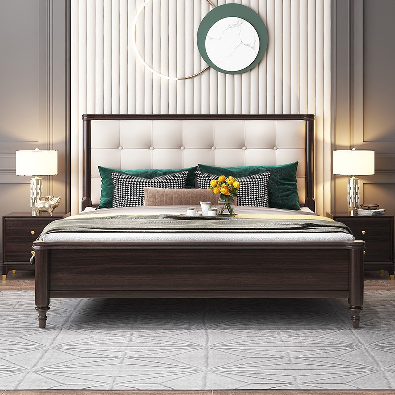 American furniture light luxury cherry wood solid wood bed 1.8m double bed American furniture light luxury cherry wood solid wood bed 1.8m double bed