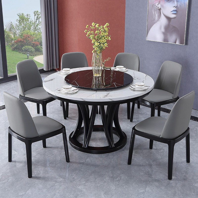 轻奢家具 大理石圆餐桌带转盘 现代简约实木家具 轻奢家具 大理石圆餐桌带转盘 现代简约实木家具