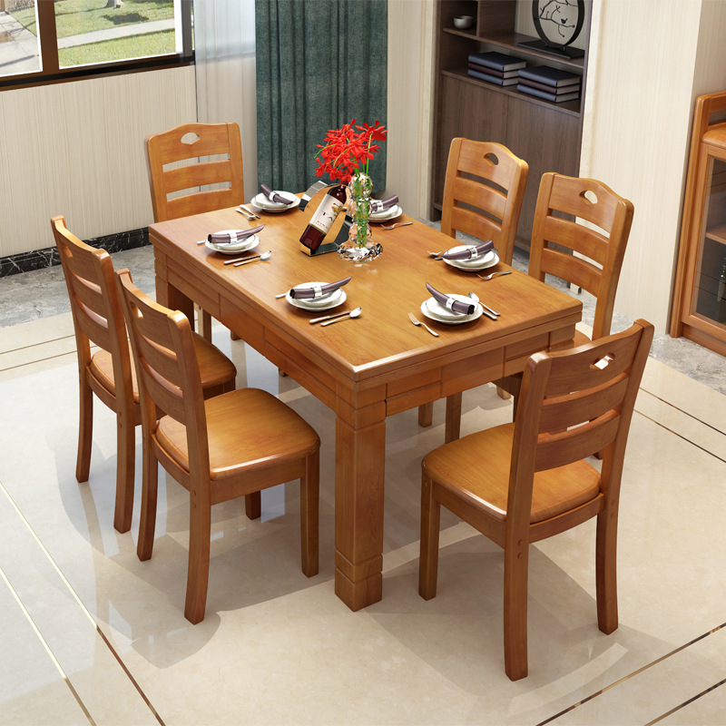 现代简约家具 实木长方形西餐桌椅组合 现代简约家具 实木长方形西餐桌椅组合