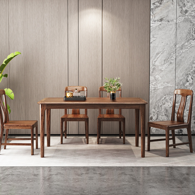 现代简约家具 乌金木新中式实木餐桌椅 现代简约家具 乌金木新中式实木餐桌椅