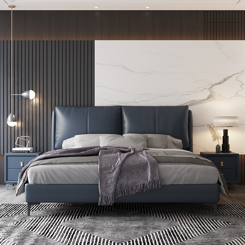 极简皮艺床现代简约储物硅胶皮软体床 极简皮艺床现代简约储物硅胶皮软体床