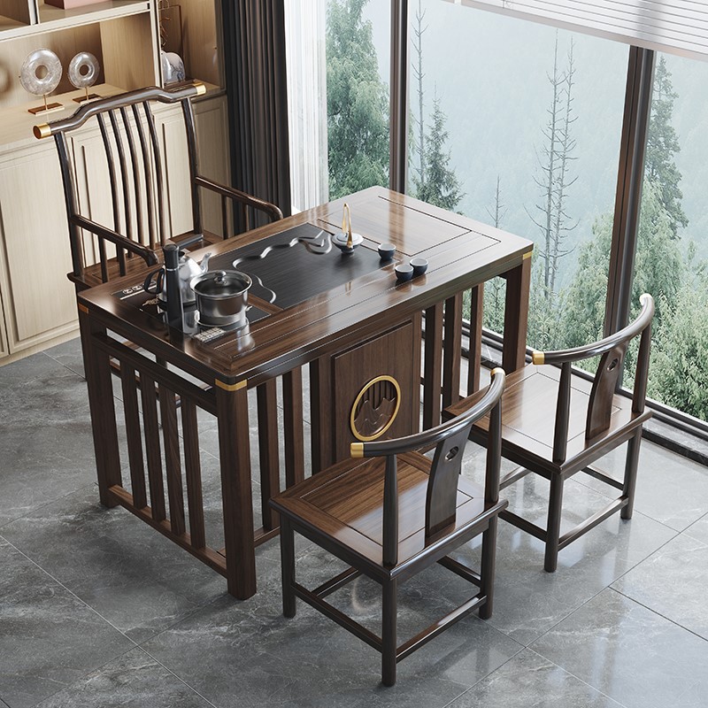 新中式家具 小型实木茶桌椅组合 新中式家具 小型实木茶桌椅组合