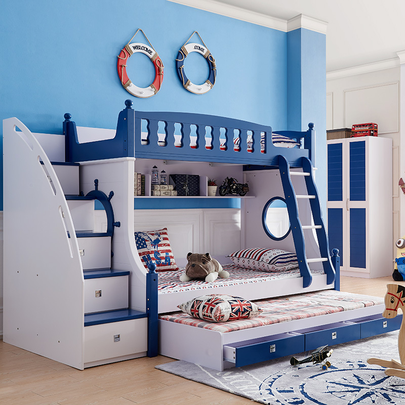儿童家具 高低子母床双层床儿童床上下铺交错式小户型卧室上下床
