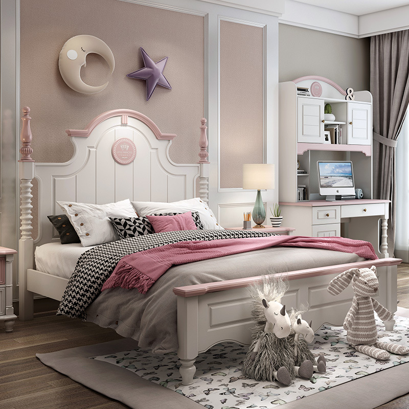 儿童家具 欧式儿童床小户型家用女孩公主实木床 儿童家具 欧式儿童床小户型家用女孩公主实木床