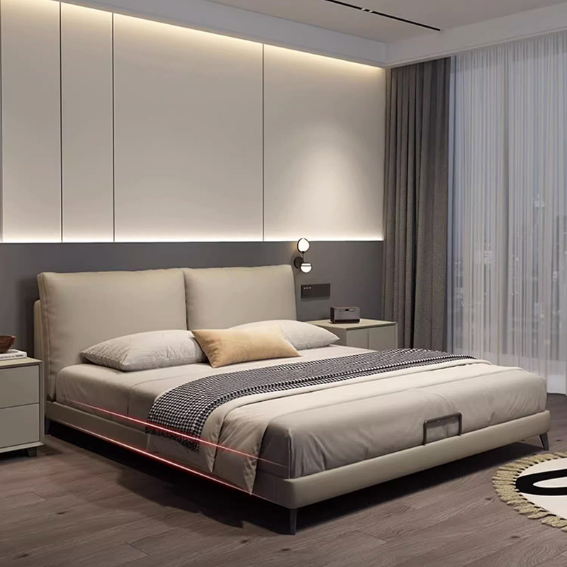 简约家具 轻奢现代纳帕真皮床佛山卧室家具皮床 简约家具 轻奢现代纳帕真皮床佛山卧室家具皮床