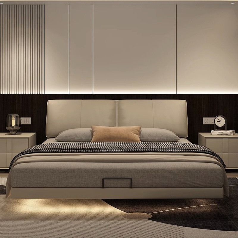 简约家具 大象耳朵真皮床现代简约双人主卧皮床 简约家具 大象耳朵真皮床现代简约双人主卧皮床