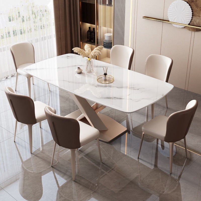 简约家居 意式现代简约极简岩板餐桌椅组合吃饭桌 简约家居 意式现代简约极简岩板餐桌椅组合吃饭桌