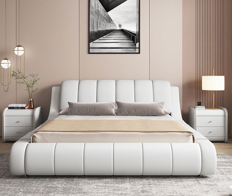 简约家具 现代简约皮艺科技布气压床 布艺软床 简约家具 现代简约皮艺科技布气压床 布艺软床