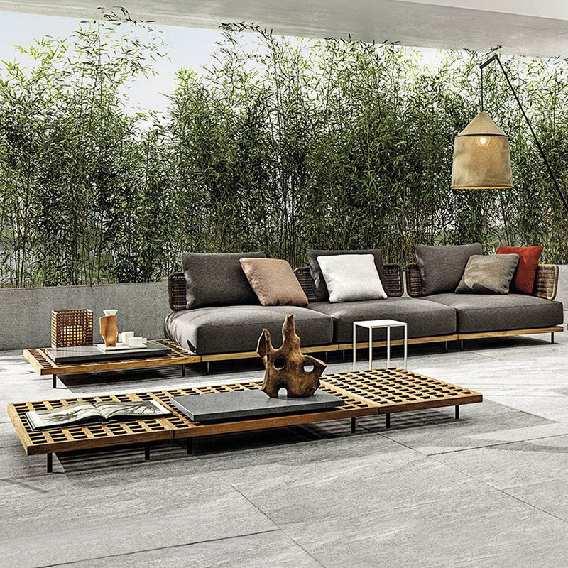 Outdoor furniture Outdoor sofa teak outdoor patio rattan solid wood sofa Outdoor furniture Outdoor sofa teak outdoor patio rattan solid wood sofa