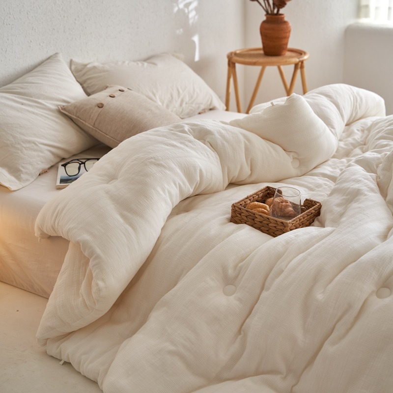 家居家纺 全棉双层纱大提花50%李官奇双人大豆被