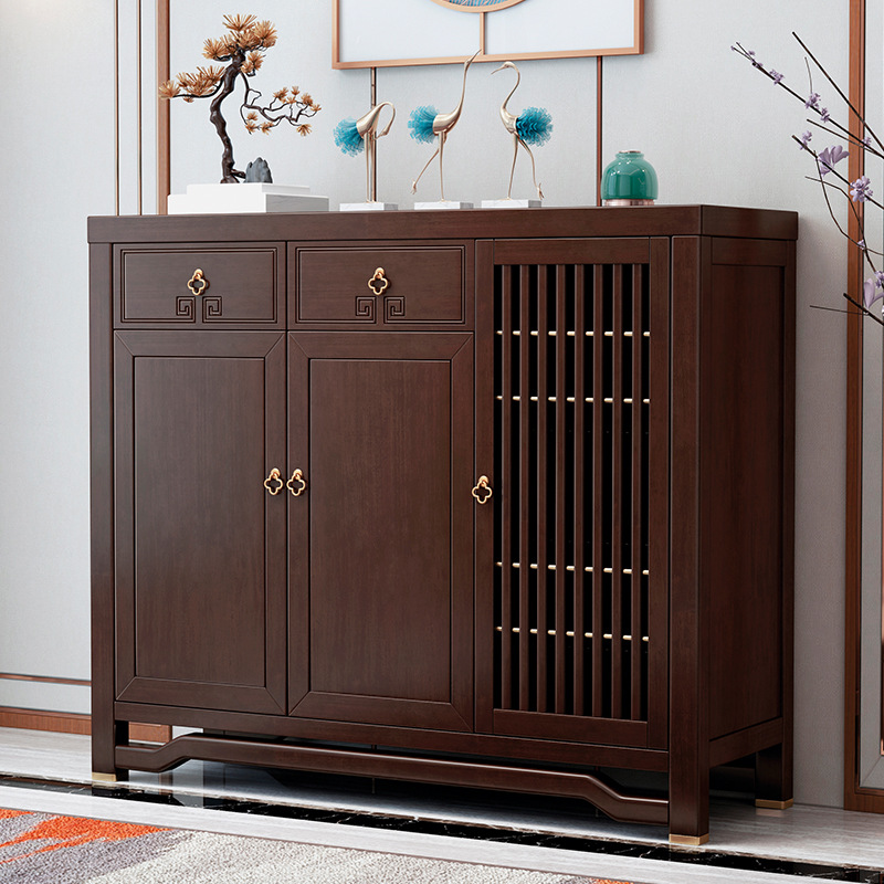 新中式家具 实木鞋柜 木制防尘收纳柜 新中式家具 实木鞋柜 木制防尘收纳柜