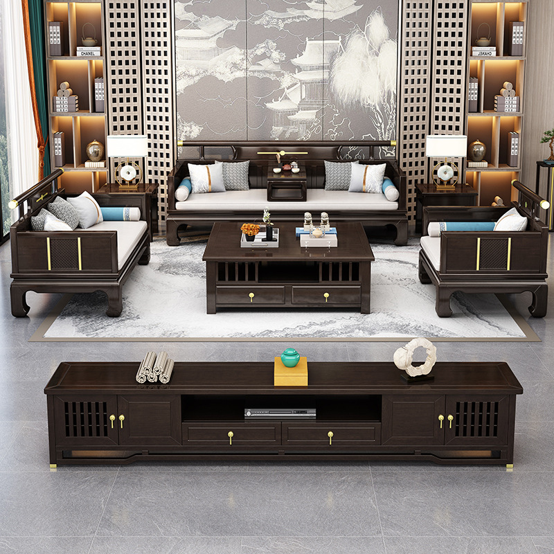 新中式家具 客厅实木沙发组合 古典罗汉床别墅轻奢家具 新中式家具 客厅实木沙发组合 古典罗汉床别墅轻奢家具