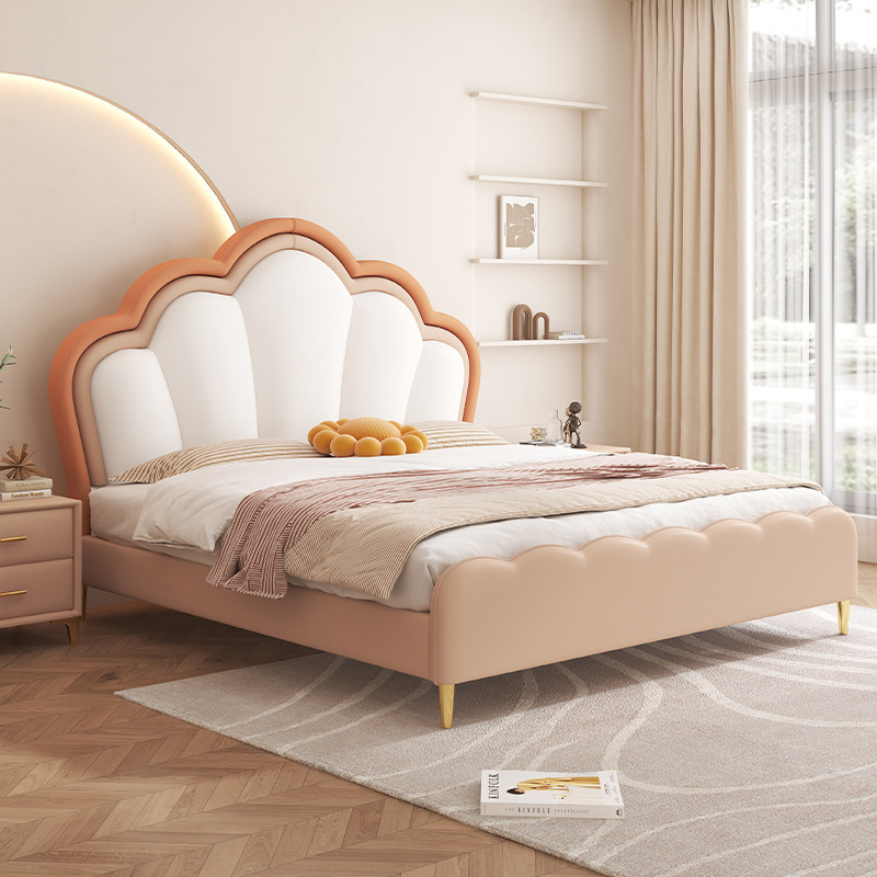 儿童家具 现代简约风儿童床 云朵公主床皮床