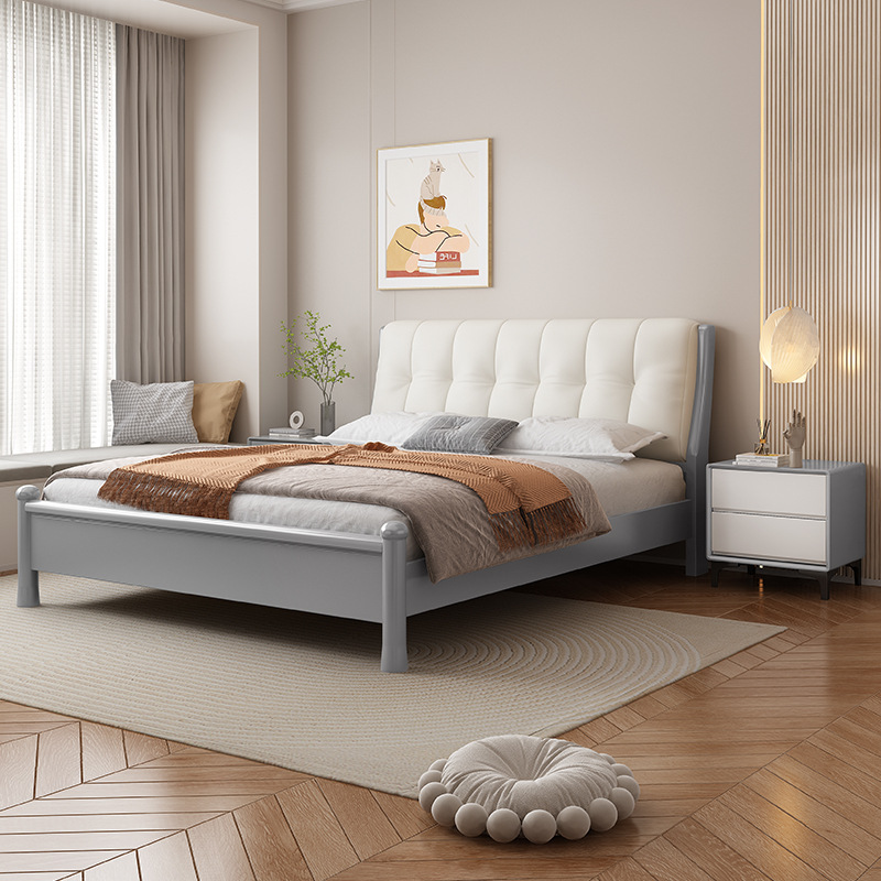 北欧家具 现代简约软包实木床 小户型出租房单人床 北欧家具 现代简约软包实木床 小户型出租房单人床