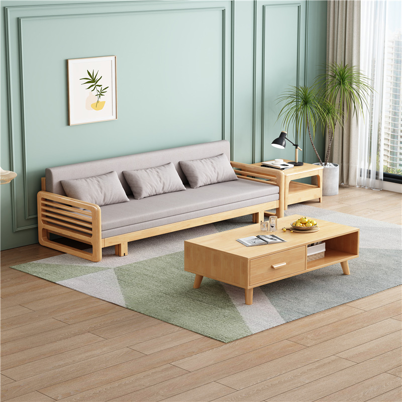 北欧家具 实木沙发 小户型两用拉床组合沙发床 北欧家具 实木沙发 小户型两用拉床组合沙发床