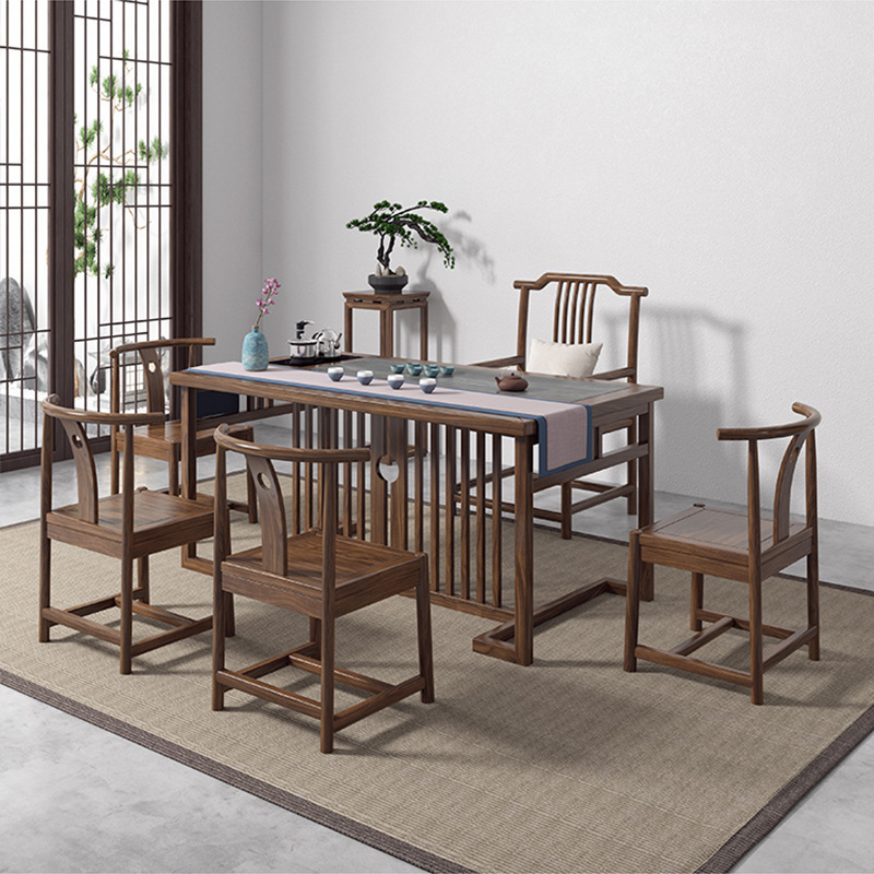 新中式家具 实木茶桌椅组合 禅意办公功夫茶台 新中式家具 实木茶桌椅组合 禅意办公功夫茶台