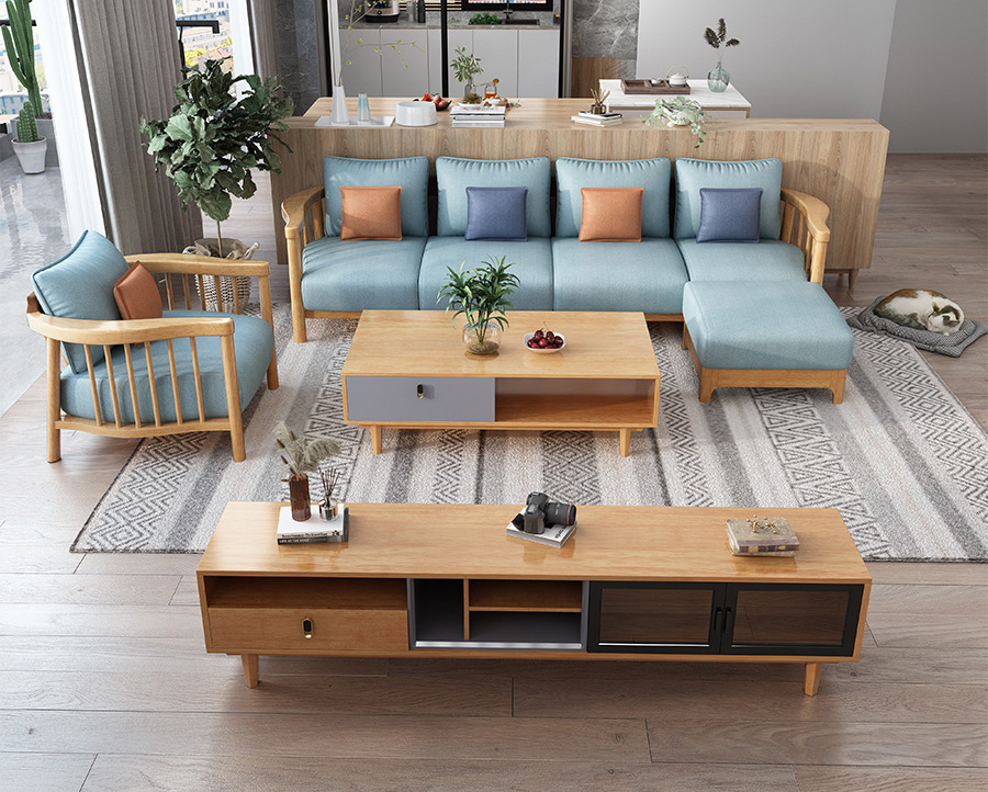 北欧家具 全实木沙发 现代简约轻奢单人原木转角小户型沙发组合 北欧家具 全实木沙发 现代简约轻奢单人原木转角小户型沙发组合