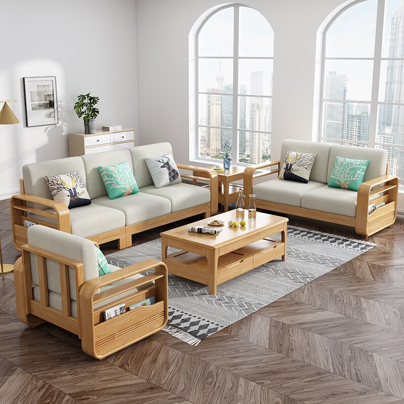 北欧家具 北欧木质布艺沙发 冬夏两用实木组合沙发 北欧家具 北欧木质布艺沙发 冬夏两用实木组合沙发