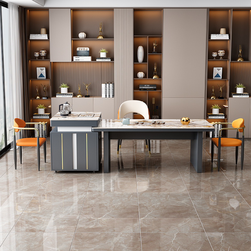 办公家具 轻奢岩板茶桌椅 现代简约家用客厅办公一体功夫泡茶桌 办公家具 轻奢岩板茶桌椅 现代简约家用客厅办公一体功夫泡茶桌