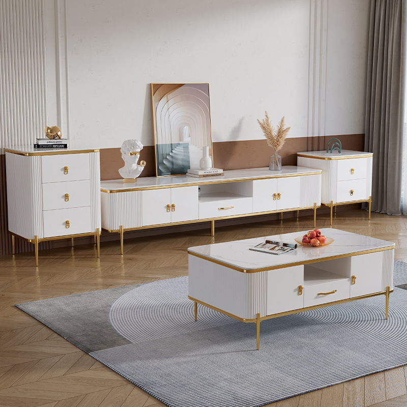 简约家具 茶几电视柜组合 极简网红白色茶几电视柜 简约家具 茶几电视柜组合 极简网红白色茶几电视柜