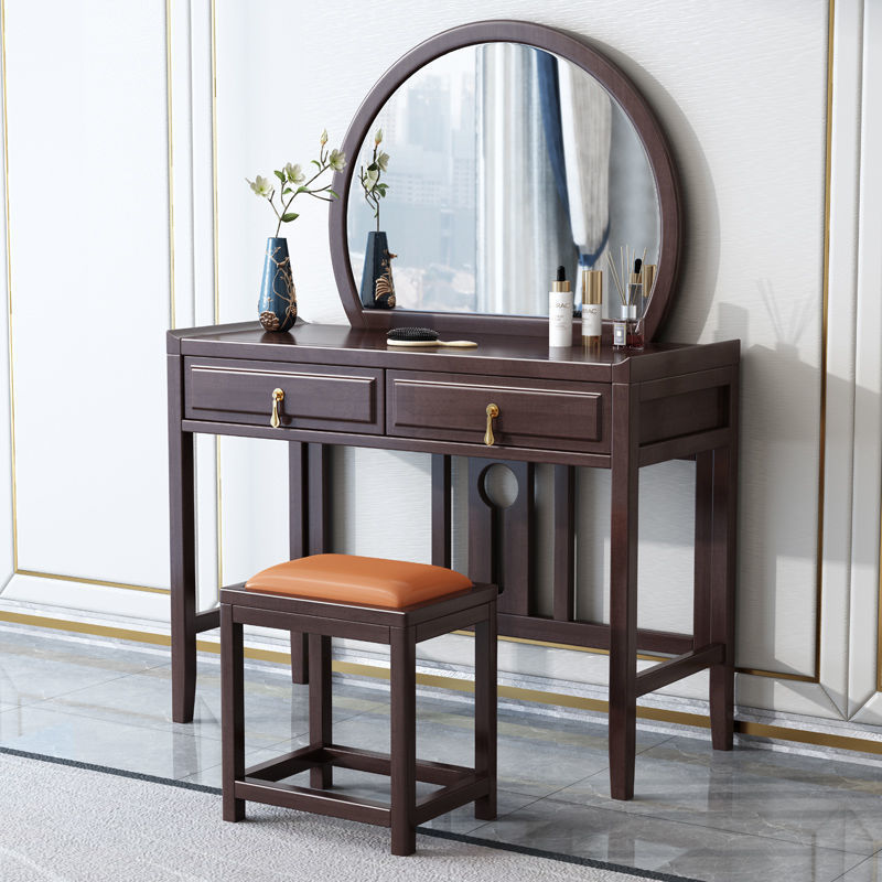 New Chinese furniture all solid wood dressing table simple makeup table multi-functional dressing mirror New Chinese furniture all solid wood dressing table simple makeup table multi-functional dressing mirror
