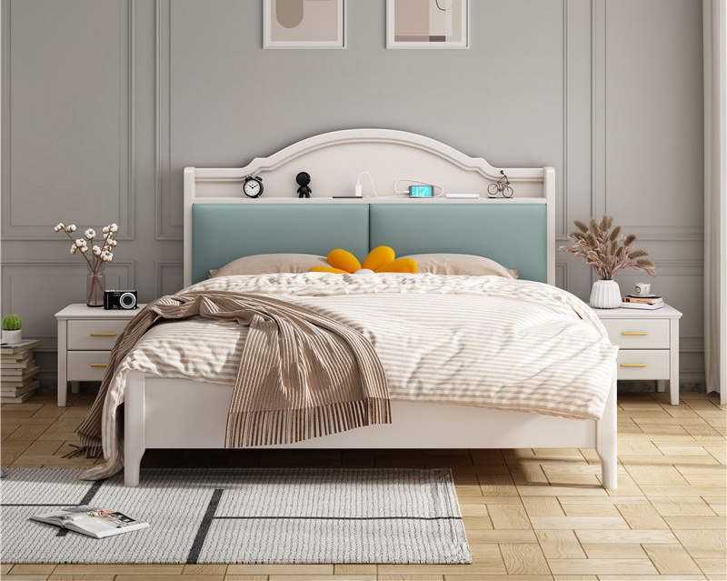 American furniture light luxury soft package main bed modern simple multi-functional storage bed with lights American furniture light luxury soft package main bed modern simple multi-functional storage bed with lights