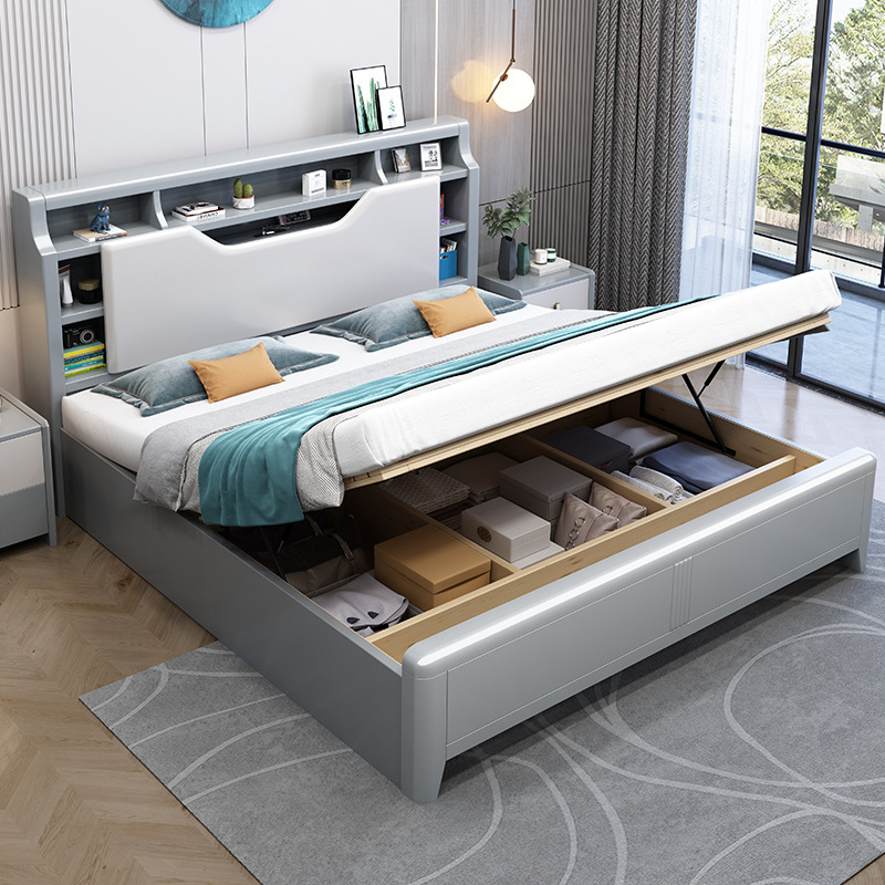 简约家具 北欧实木床 卧室软靠床轻奢双人床 简约家具 北欧实木床 卧室软靠床轻奢双人床