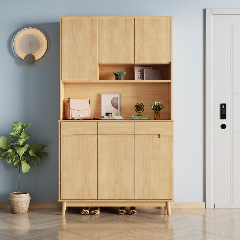 Nordic furniture solid wood shoe cabinet multi-functional shoe rack coat rack Nordic furniture solid wood shoe cabinet multi-functional shoe rack coat rack