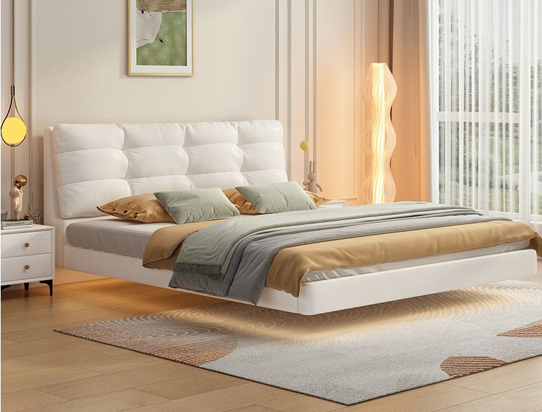 简约家居 悬浮皮床奶油风 轻奢意式极简皮床 简约家居 悬浮皮床奶油风 轻奢意式极简皮床