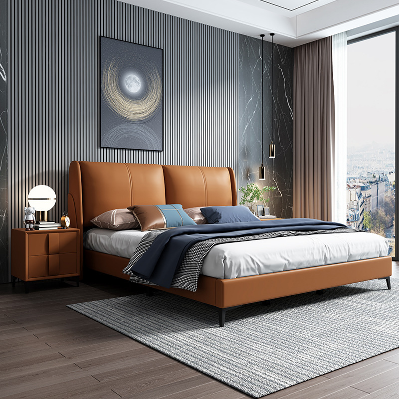 简约家具 意式轻奢双人床 卧室悬浮大象耳朵单人皮床 简约家具 意式轻奢双人床 卧室悬浮大象耳朵单人皮床