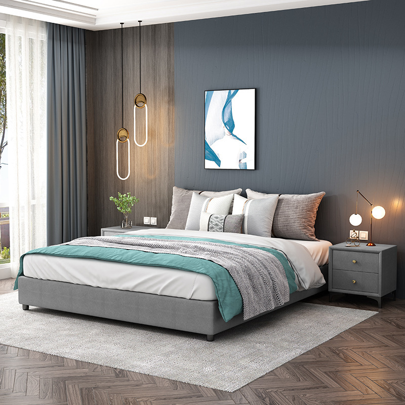Nordic furniture modern light luxury leather bed Modern simple master bedroom tatami bed Nordic furniture modern light luxury leather bed Modern simple master bedroom tatami bed