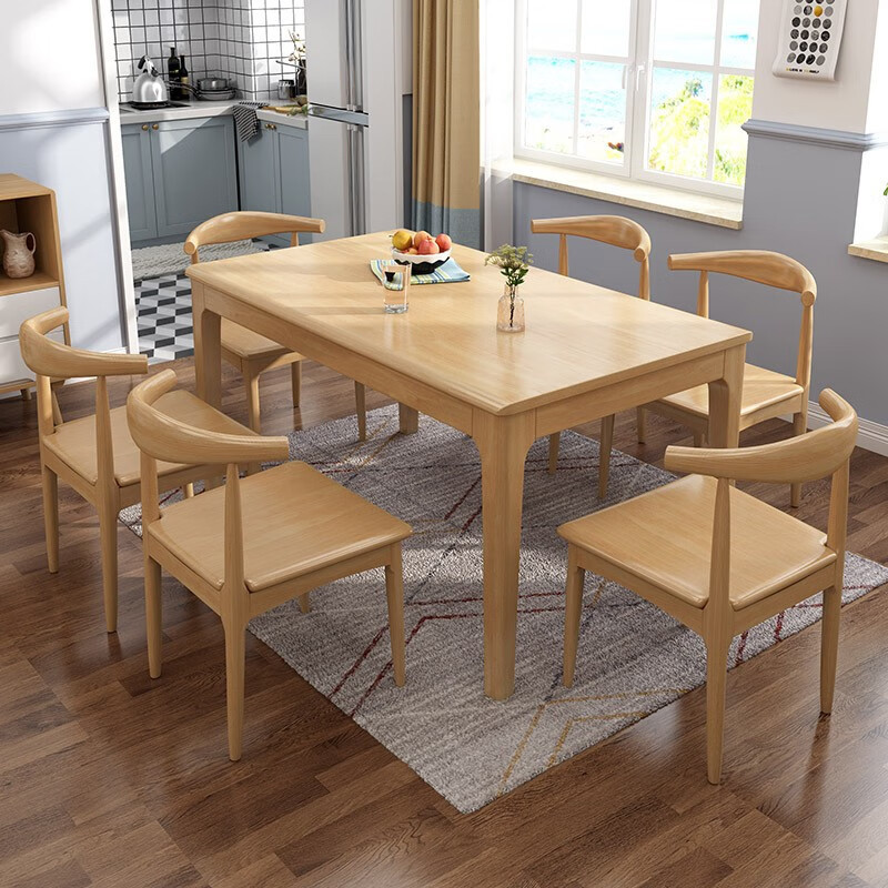 Nordic solid wood dining table and chairs Nordic furniture rectangular dining table Nordic solid wood dining table and chairs Nordic furniture rectangular dining table