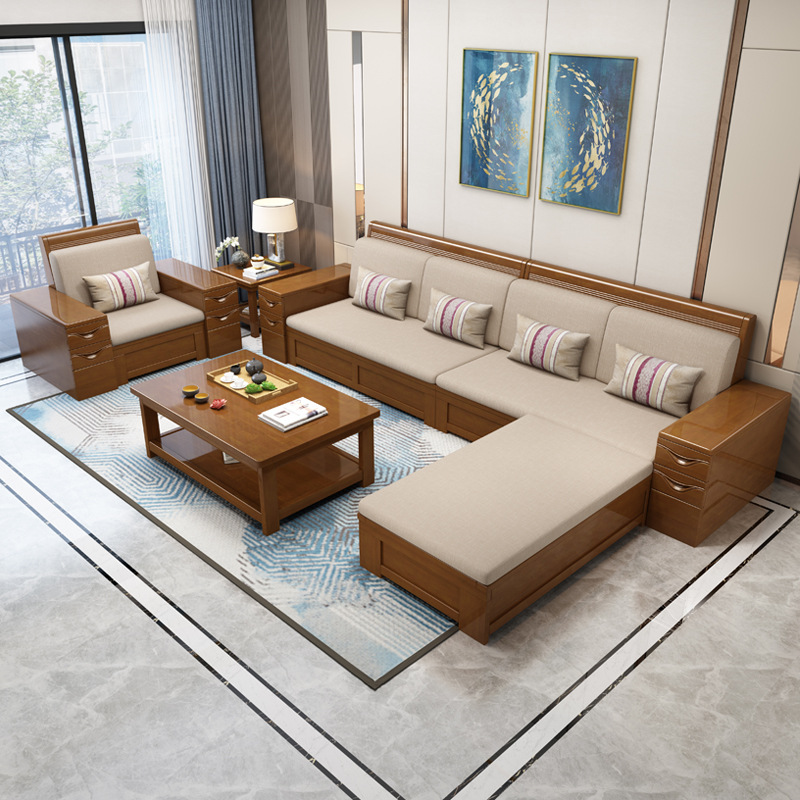 Chinese solid wood sofa combination Chinese walnut solid wood sofa Chinese solid wood sofa combination Chinese walnut solid wood sofa