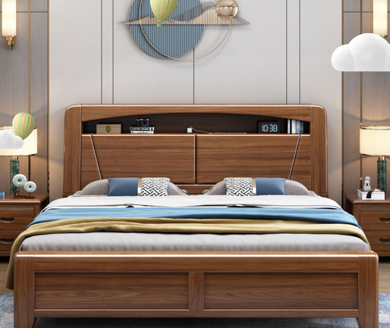 Chinese furniture solid wood bed walnut storage solid wood bed Chinese furniture solid wood bed walnut storage solid wood bed