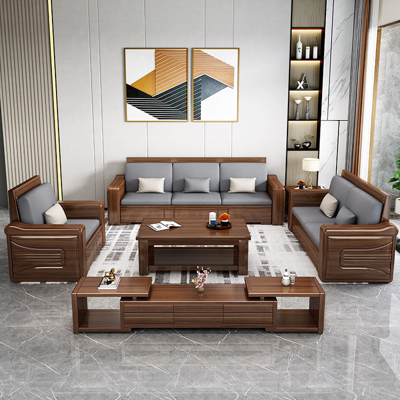 Chinese furniture walnut solid wood sofa simple corner Concubine solid wood sofa Chinese furniture walnut solid wood sofa simple corner Concubine solid wood sofa