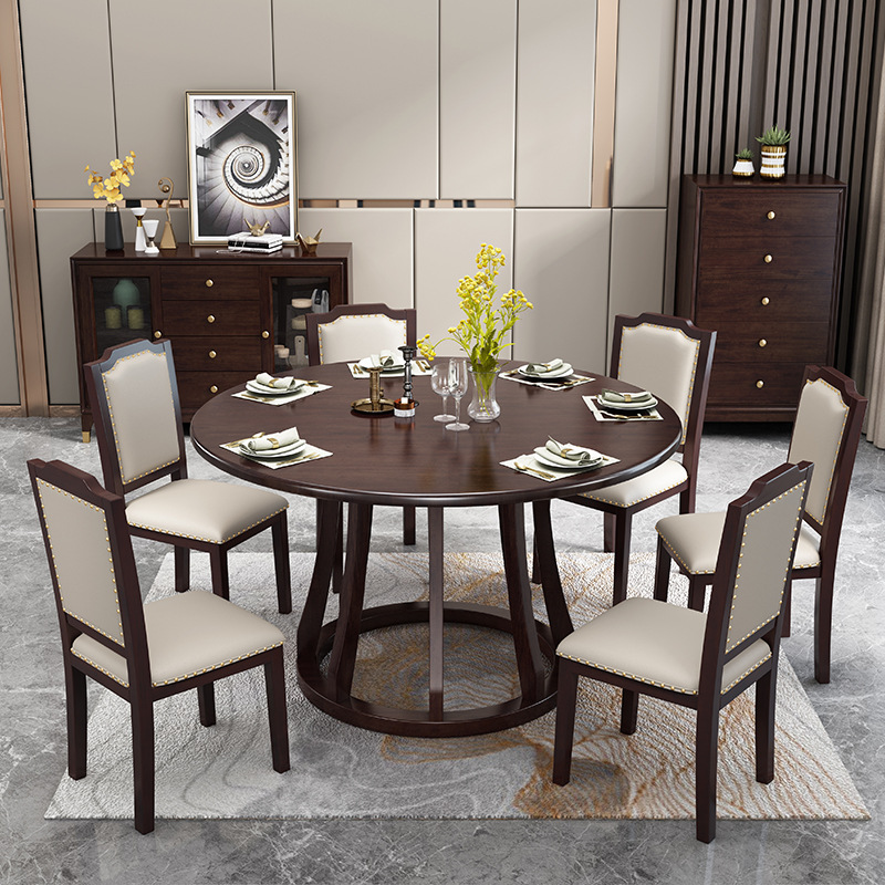 American furniture solid wood dining table and chair modern simple round cherry wood eating table American furniture solid wood dining table and chair modern simple round cherry wood eating table
